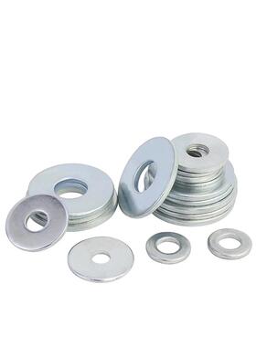 镀白锌平垫金属垫圈圆形加大铁片加厚螺丝垫片M3M4M5M6M10M12-M64