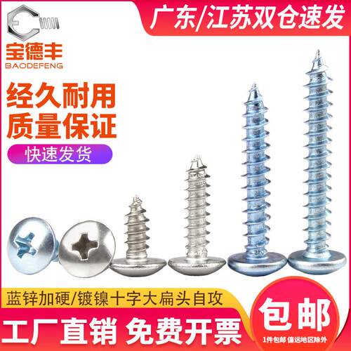 大扁头自攻螺丝蓝锌加硬十字伞头蘑菇圆头自攻钉尖尾木螺钉M4M5M6