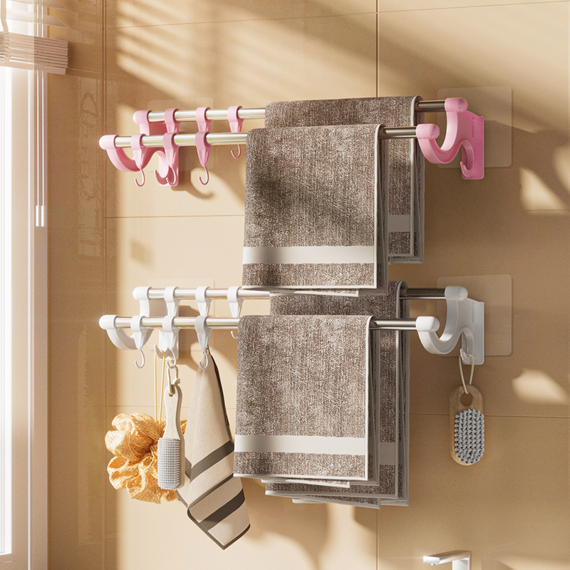 新诗图毛巾架壁挂式免打孔收纳架