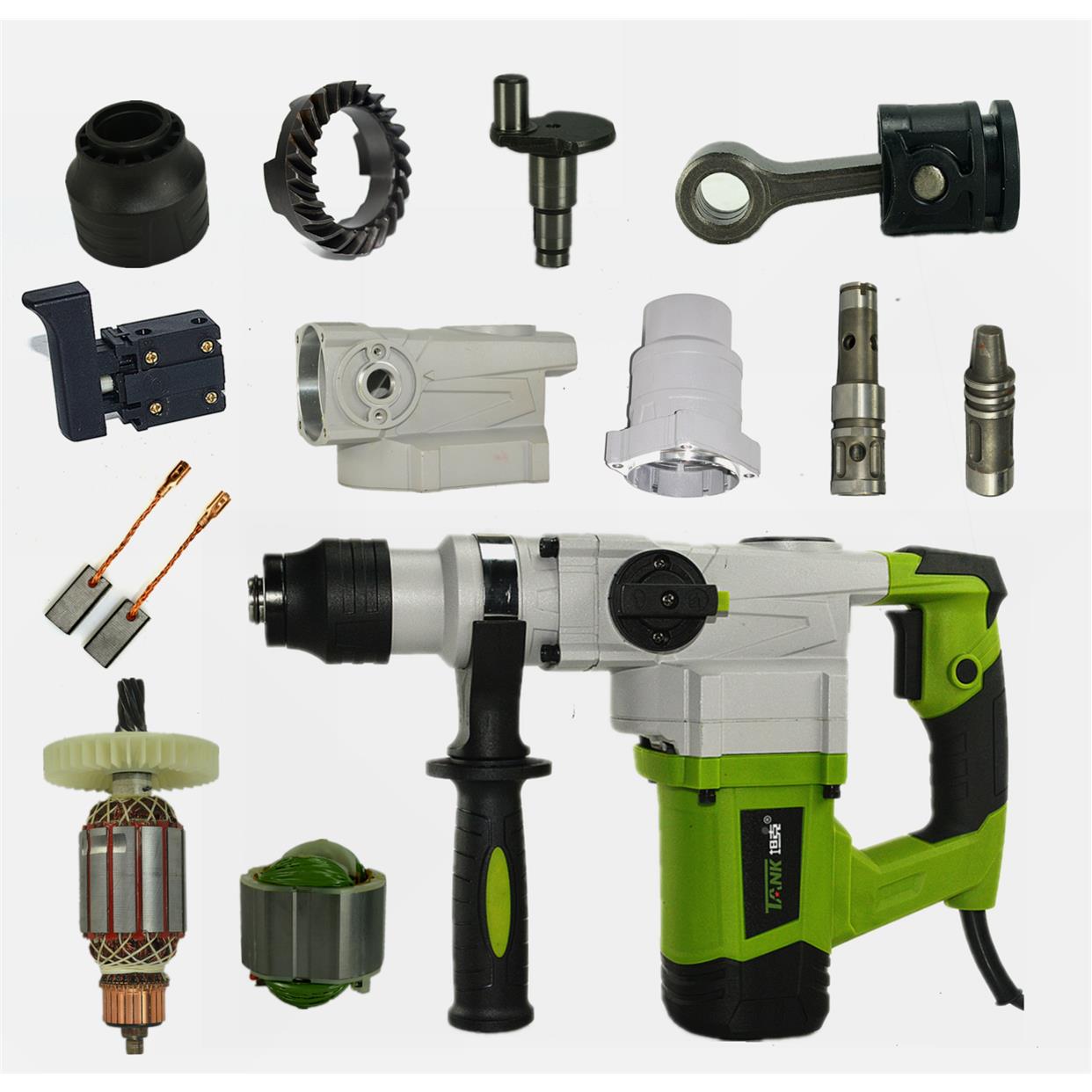 坦克雷亚C3608电锤机转定碳刷开关齿轮箱机定子壳手柄离合器配件