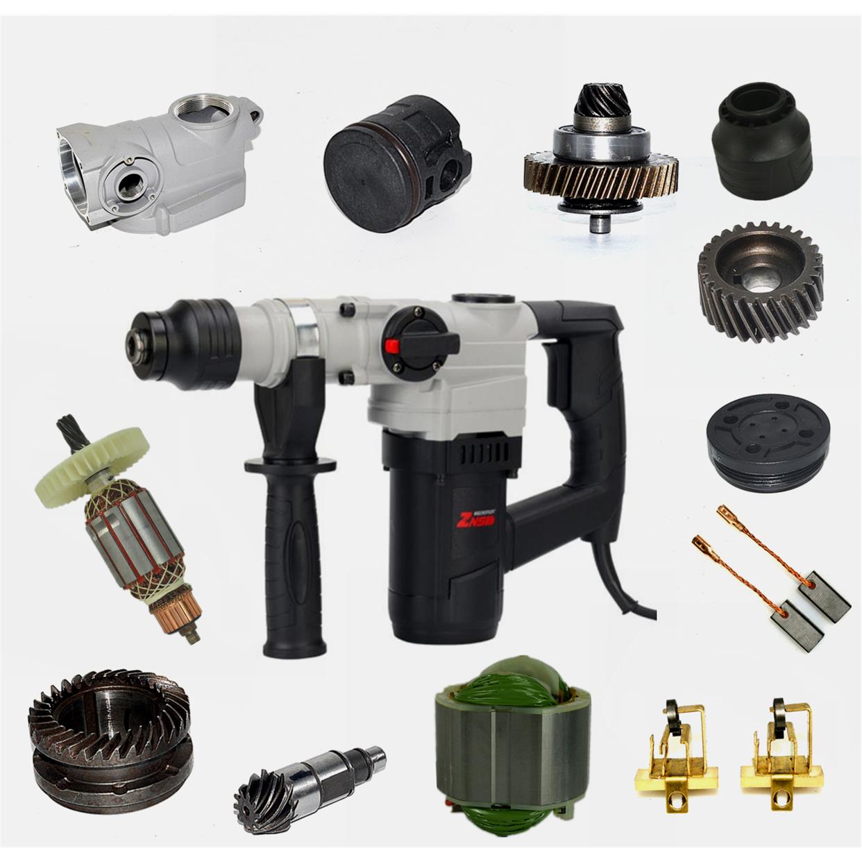 智能师电锤ZNS28-2转定子齿轮箱机壳碳刷活塞连杆柄碳刷开关配件