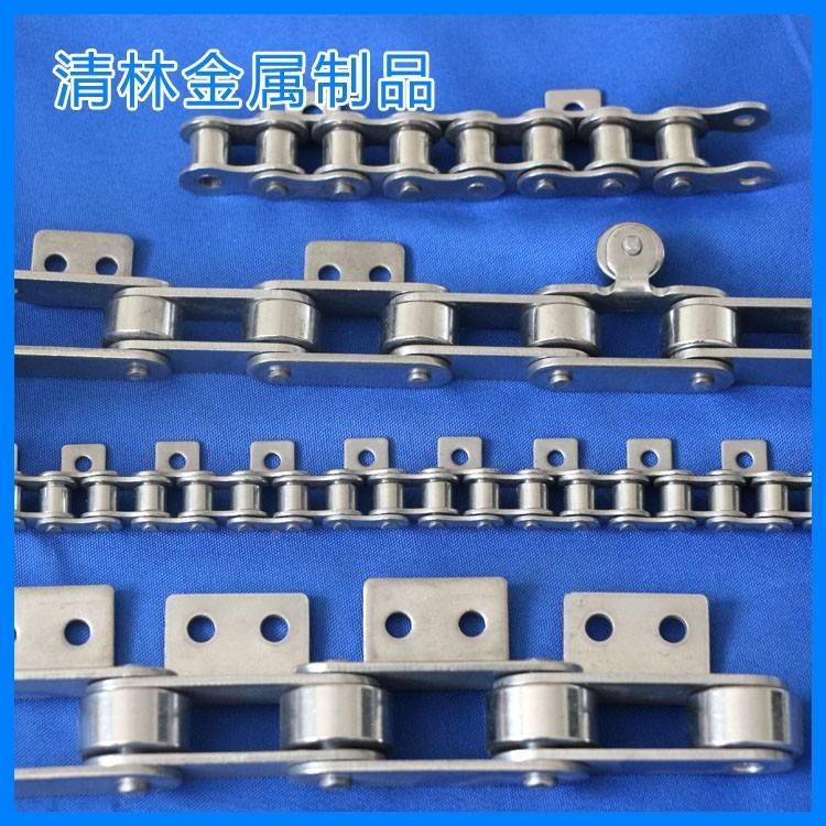 现货不锈钢异型链条弯板工业链0带侧导轮输送备设机械传动3条4链