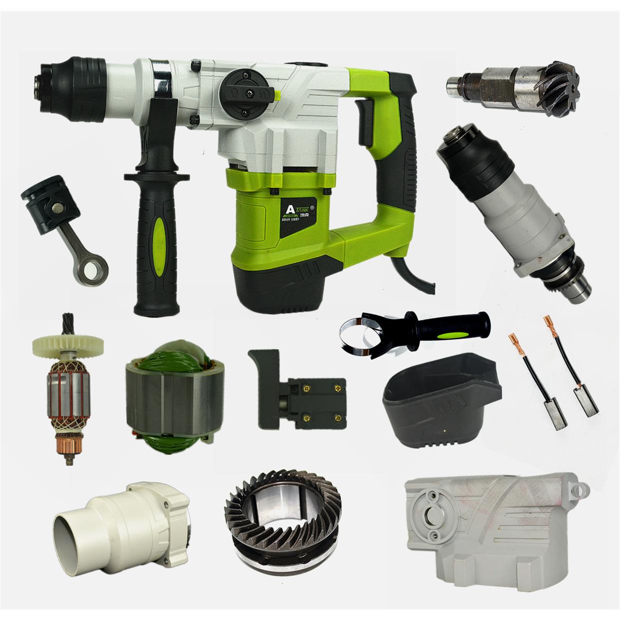 坦克电锤C2802转定子机壳手柄碳刷开关齿轮箱冲击子柄总成原厂配