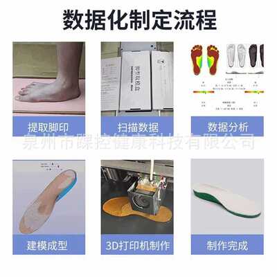 3D打印鞋垫足弓垫扁平足外翻矫正鞋垫儿童成人内八字xo型腿矫形器