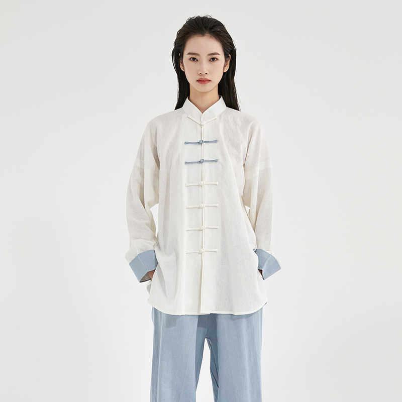 沽唐记中国风亚麻太极服女春秋夏季男棉麻太极拳练功服武术表演服