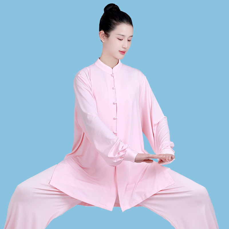 春夏太极服新款女牛奶丝太极拳练功服练功服男减龄套装武术训练服