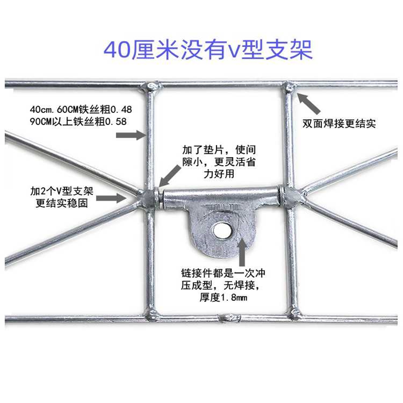 尘推拖把配件镀锌加粗铁丝支架v型加固铁架子螺丝固定铁撑