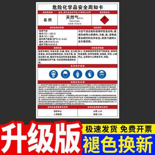 天然气危险标识牌安全周知卡危险源告知急救易燃有毒腐蚀物质泄露
