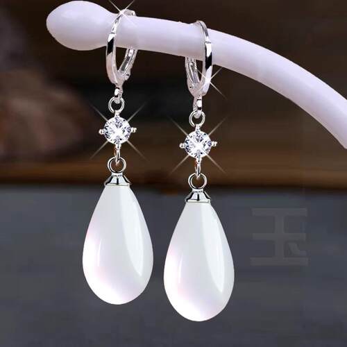 银耳环S925纯银天然东陵玉耳环时尚气质耳坠冰种玉石耳饰品2025年