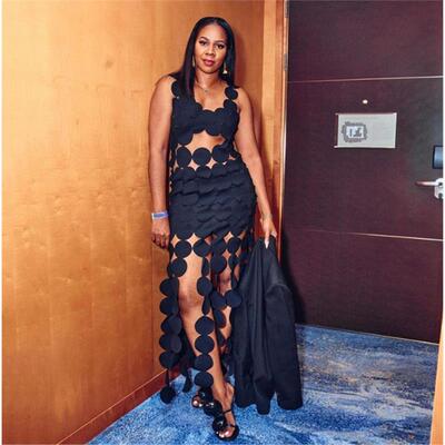 镂空高腰修身连衣裙女