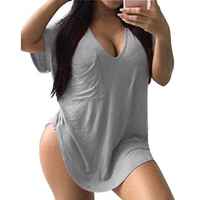 Solid color V-neck plus size T-shirt for women Solid Color V-neck Large Size T-shirt thumbnail 3