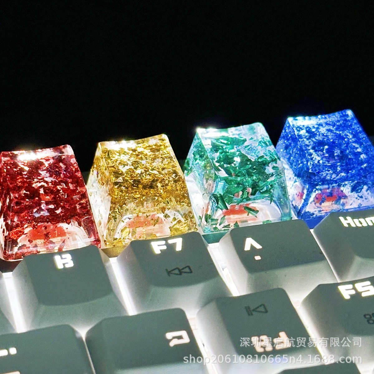 树脂透光金箔十字轴机械键帽