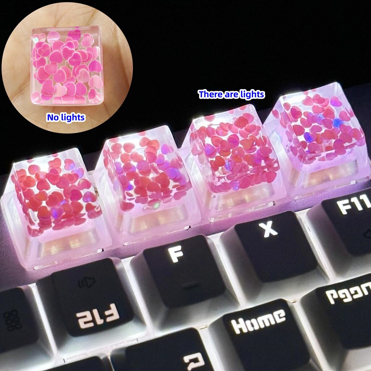 滴胶透明爱心机械键盘键帽单只