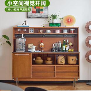 实中古风餐边户柜复古风储物一体靠墙实PSO木酒柜柜小木型茶水柜
