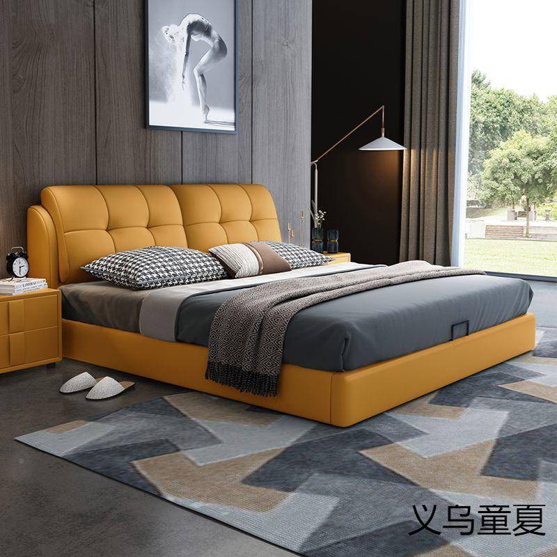 轻奢110234076现代简约主卧大气软包婚床.5米.8皮1艺床双人床