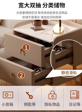 床式头家用简约意三抽功多能小C63型收纳储物柜置物架柜卧室床边