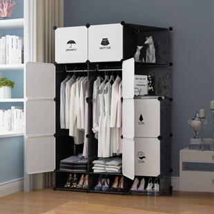 简易装衣柜衣组布艺单人小柜SPZ子卧室用租房仿实木收纳挂塑料家