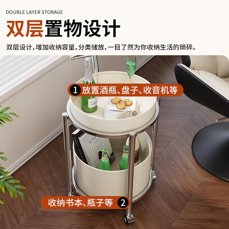 沙车发边几可移动小推桌小茶几带ESQ轮桌子圆网红床头家置物架客