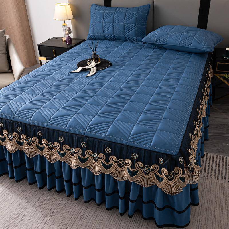 母婴级纯夹ZLP棉床笠加厚式棉蕾丝床裙欧全棉床罩席梦大豆思棉保