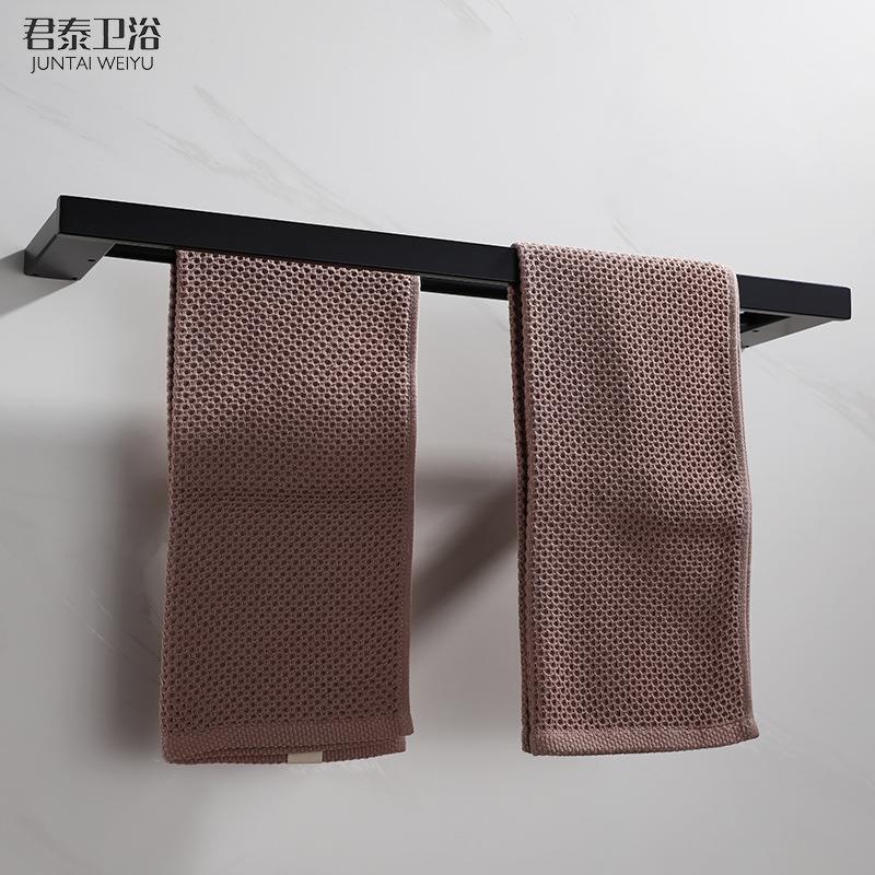 烤漆黑40不CPM锈3钢双杆毛巾挂杆浴室挂卫生间毛巾收纳杆浴室件