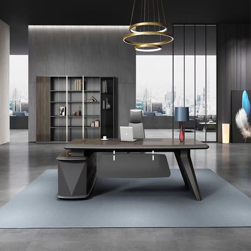 现货RXR老桌漆实贴皮板大班台木新中式加厚油总裁桌老板桌