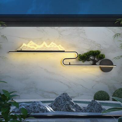 户花别墅围墙室造景壁34946灯院子外防水景观新中外式雪山庭园院