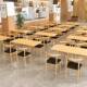 学公司员椅工食堂餐桌生实木学校单位BLF职工餐厅四人连体餐椅组