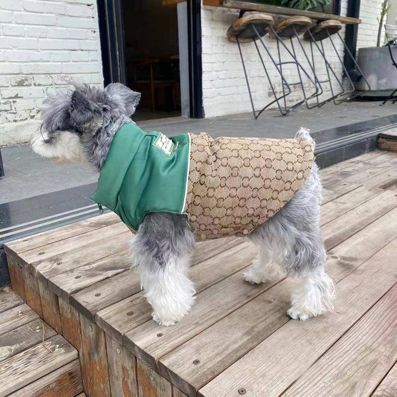 跨服境纳宠物狗衣中小型犬雪瑞泰迪衣秋服冬加厚绿LIE棉马甲