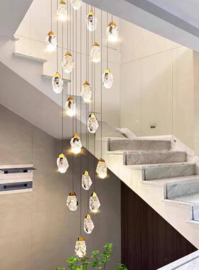 楼梯灯长吊墅灯水晶轻奢设计师别大厅挑480空旋转楼间l梯ot公f寓