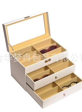 新款三层抽白色2位眼4镜纳盒木质多格墨MR-42收镜展示盒太阳镜屉