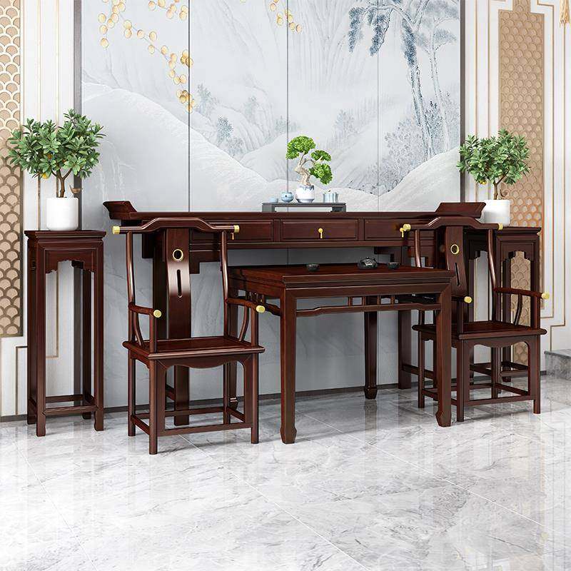 实中堂六套新中式木农椅村堂屋供桌条案简约太师四FNB件套件仿古