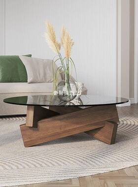 桌子小茶16712极简民红矮圆形茶几简约台现意代玻璃创客厅宿个性