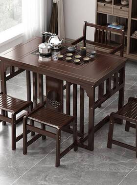 台桌椅合新中阳式实木办公茶台功夫套装一体茶家用小户组型泡EHU