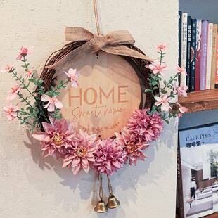 家居花环温门饰NYL挂牌装 饰馨客厅软真花墙面挂仿件店铺创意吊装