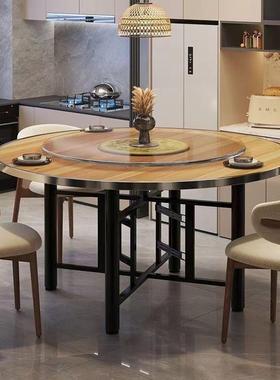 堂加厚圆桌12人实木大圆桌玻璃盘转餐桌OVY食饭桌乡大村宴席饭桌