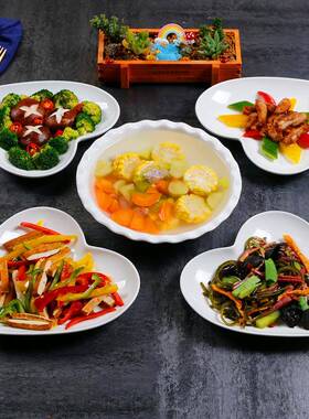 盘子菜盘XTH瓷家用陶餐套装盘纯白西餐早餐盘点心盘具子创意拼盘