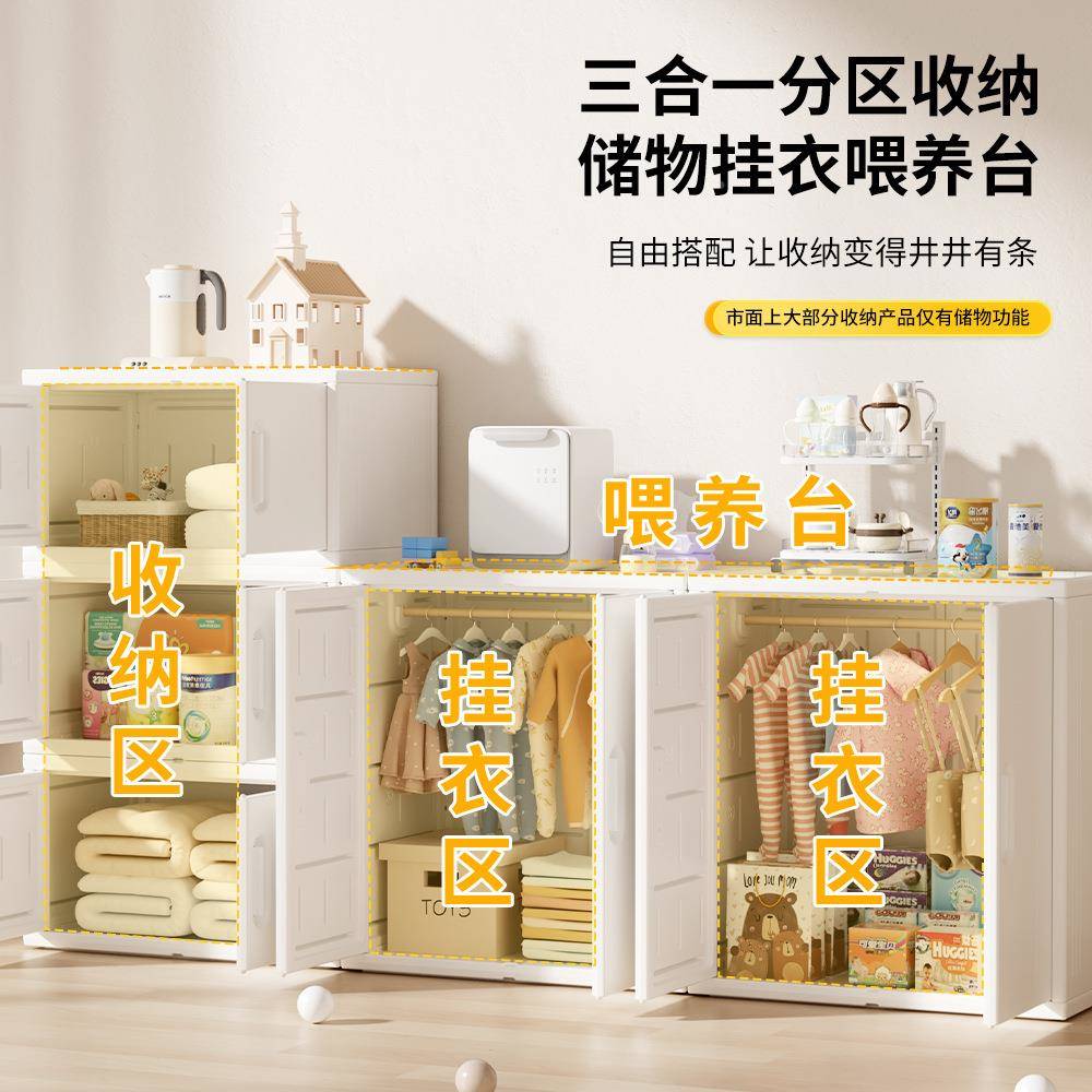 儿玩童收纳衣柜多具功能宝宝衣柜组合容柜婴CSK幼儿喂养台大量储