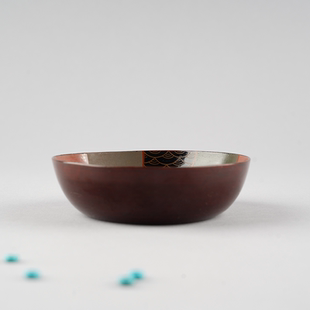 日本回流木胎漆器拼色小碗
