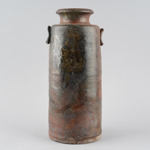 日本备前烧作家手工柴窑粗陶花瓶禅意花器摆件