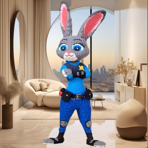 正版新款超大号国潮朱迪兔小颗粒拼装积木儿童益智玩具潮玩高难度