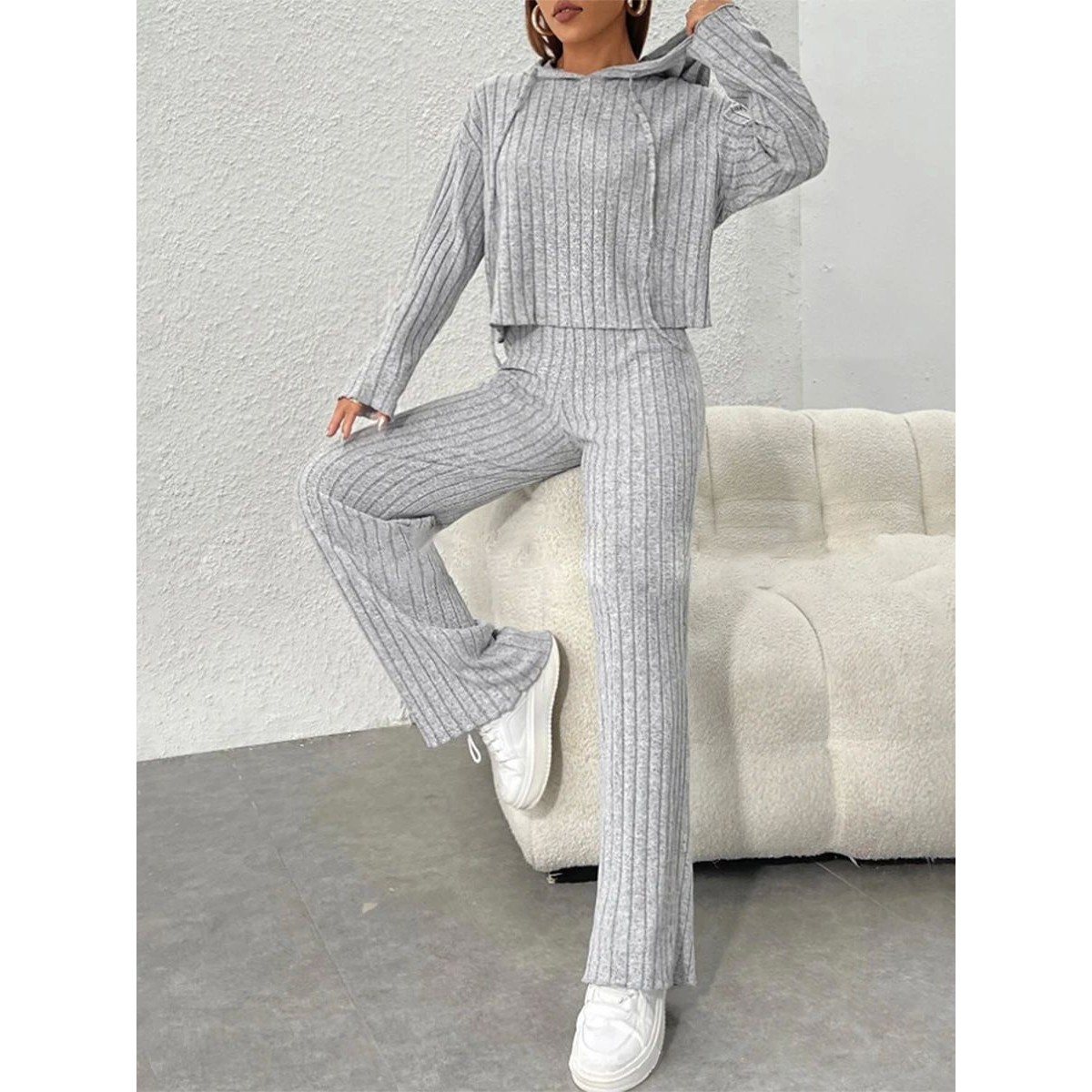 Hooded sweatshirt loose pants two-piece set 连帽卫衣长裤套装