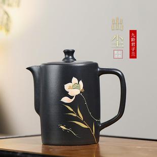 出尘泡茶壶家用功夫茶具 宜兴原矿九龄君子兰紫砂壶纯全手工手绘