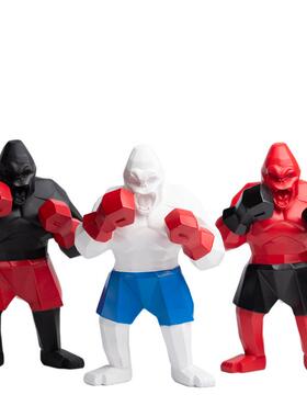 北欧树脂工艺品拳击金刚猩猩摆件家居客厅书房卧室玄关创意装饰品