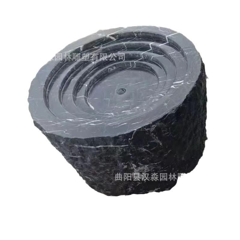 天然黑山石水钵异形加工汀步石园林庭院景区户外造景点缀景观石头