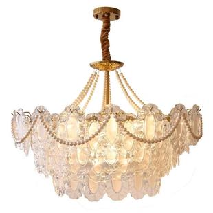 主卧室灯 浪漫珍珠房间灯具轻奢新款 法式 中古水晶吊灯创意玻璃时尚