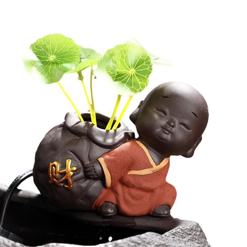 家居桌面小型招客厅缸流水电视柜泉喷加湿器鱼创QDS意送礼陶瓷财