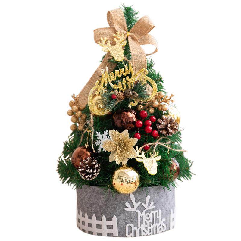 圣诞节桌面迷你小圣诞树装饰礼品办公室摆件灯发光树场景布置道具