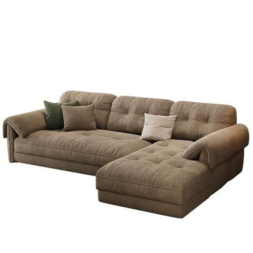 意式极简猫抓布艺沙发家用客厅小户型直排转角法式复古奶油风沙发