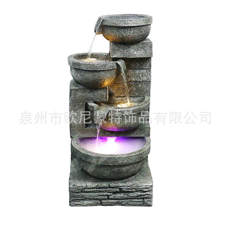 厂家直销专利欧式招财客厅流水摆件阳台庭院摆设风水轮开业送礼品