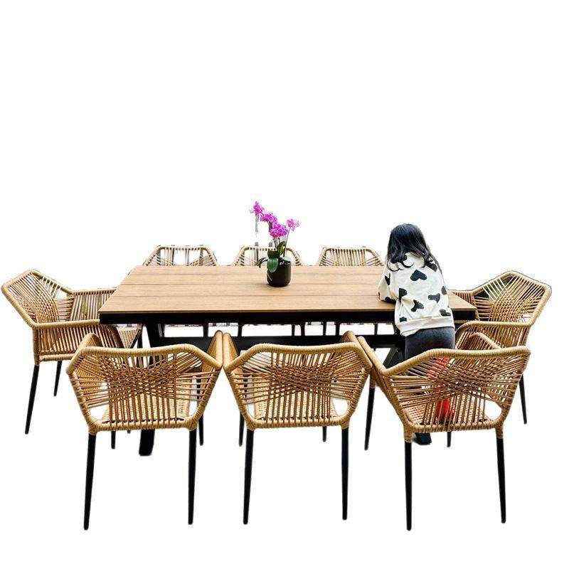 北欧户外藤编桌椅室外庭院网红餐桌别墅花园组合藤椅防水防晒塑木,商业/办公家具,商用藤编家具,淘宝优惠券,粉丝福利购,淘宝优惠卷